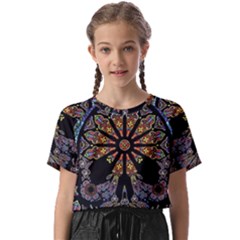 Skull Death Mosaic Artwork Stained Glass Kids  Basic Tee by Cowasu