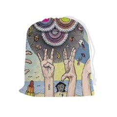 Vintage Trippy Aesthetic Psychedelic 70s Aesthetic Drawstring Pouch (xl) by Bangk1t