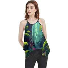 Rainforest Jungle Cartoon Animation Background Flowy Camisole Tank Top by Ndabl3x