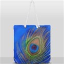 Blue Peacock Feather Full Print Rope Handle Tote (Large) View2