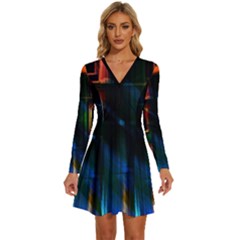 Architecture City Homes Window Long Sleeve Deep V Mini Dress  by Amaryn4rt