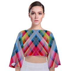 Graphics Colorful Colors Wallpaper Graphic Design Tie Back Butterfly Sleeve Chiffon Top by Amaryn4rt