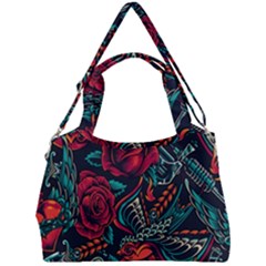Vintage Flash Tattoos Designs Seamless Pattern Double Compartment Shoulder Bag by Amaryn4rt