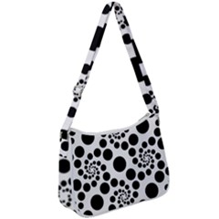 Dot Dots Round Black And White Zip Up Shoulder Bag by Amaryn4rt