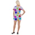 Snowflake Pattern Repeated Short Sleeve Asymmetric Mini Dress View2