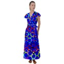 Blue Bee Hive Pattern Flutter Sleeve Maxi Dress View1