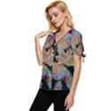 Autumn Pattern Dried Leaves Bow Sleeve Button Up Top View2