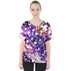 Paint Texture Purple Watercolor V-neck Dolman Drape Top by Simbadda