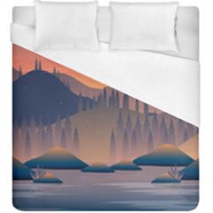 Cool Landscape Night Minimal Art Minimalist Duvet Cover (king Size) by Ravend