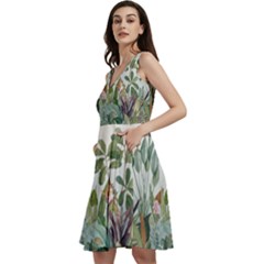 Tropical Jungle Plants Sleeveless V-neck Skater Dress by Ravend