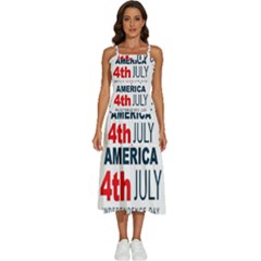 Independence Day Usa Sleeveless Shoulder Straps Boho Dress by Ravend