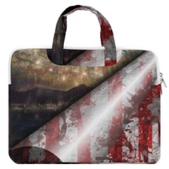 Independence Day Background Abstract Grunge American Flag Macbook Pro 13  Double Pocket Laptop Bag by Ravend