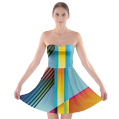 Colorful Rainbow Stripe Pattern Strapless Bra Top Dress by Vaneshop