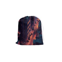 Abstract Landscape Landmark Town City Cityscape Drawstring Pouch (small) by Vaneshop