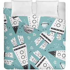 Cute-seamless-pattern-with-rocket-planets-stars Duvet Cover Double Side (king Size) by uniart180623