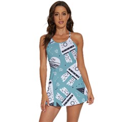 Cute-seamless-pattern-with-rocket-planets-stars 2-in-1 Flare Activity Dress by uniart180623