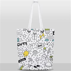 Set-cute-colorful-doodle-hand-drawing Full Print Rope Handle Tote (small) by uniart180623
