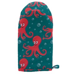 Cute-smiling-red-octopus-swimming-underwater Microwave Oven Glove by uniart180623