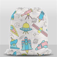 Cute-seamless-pattern-with-space Drawstring Bag (small) by uniart180623