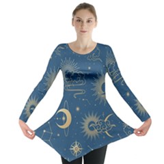 Seamless-galaxy-pattern Long Sleeve Tunic  by uniart180623