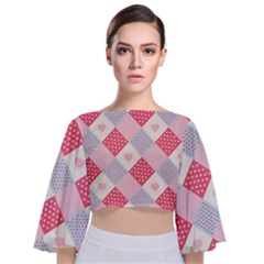 Cute-kawaii-patches-seamless-pattern Tie Back Butterfly Sleeve Chiffon Top by uniart180623