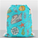 Colored-sketched-sea-elements-pattern-background-sea-life-animals-illustration Drawstring Bag (Small) View1