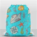 Colored-sketched-sea-elements-pattern-background-sea-life-animals-illustration Drawstring Bag (Small) View2