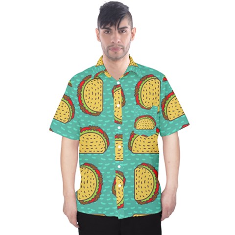 Taco-drawing-background-mexican-fast-food-pattern Men s Hawaii Shirt by uniart180623