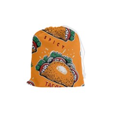 Seamless-pattern-with-taco Drawstring Pouch (medium) by uniart180623