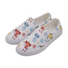 Cute-cartoon-robots-seamless-pattern Women s Canvas Slip Ons by uniart180623