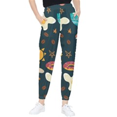 Seamless-pattern-with-breakfast-symbols-morning-coffee Women s Tapered Pants by uniart180623