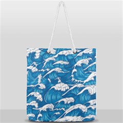 Storm-waves-seamless-pattern-raging-ocean-water-sea-wave-vintage-japanese-storms-print-illustration- Full Print Rope Handle Tote (large) by uniart180623