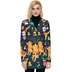 Funny Christmas Pattern Background Button Up Hooded Coat  by uniart180623
