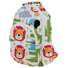 Seamless-pattern-vector-with-animals-cartoon Rounded Multi Pocket Backpack by uniart180623