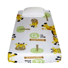 Vector-pattern-with-cute-giraffe-cartoon Fitted Sheet (single Size) by uniart180623