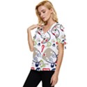 Animals-pattern Bow Sleeve Button Up Top View2