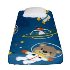 Seamless-pattern-funny-astronaut-outer-space-transportation Fitted Sheet (single Size) by uniart180623
