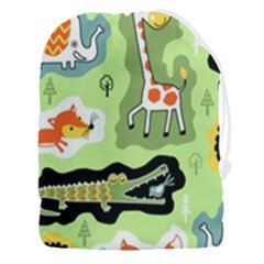 Seamless-pattern-with-wildlife-animals-cartoon Drawstring Pouch (3xl) by uniart180623