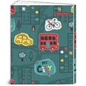 Seamless-pattern-hand-drawn-with-vehicles-buildings-road 8  x 10  Softcover Notebook View2