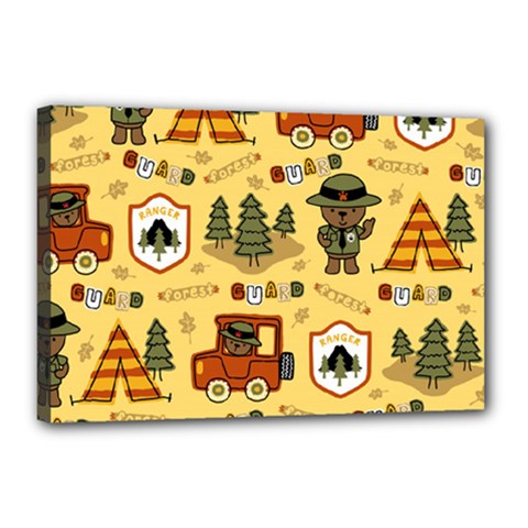 Seamless-pattern-funny-ranger-cartoon Canvas 18  X 12  (stretched) by uniart180623