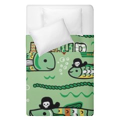 Seamless-pattern-fishes-pirates-cartoon Duvet Cover Double Side (single Size) by uniart180623