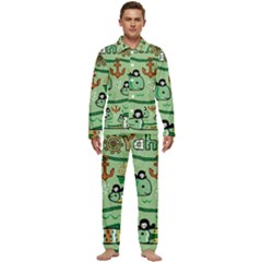 Seamless-pattern-fishes-pirates-cartoon Men s Long Sleeve Velvet Pocket Pajamas Set by uniart180623