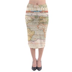 Old World Map Of Continents The Earth Vintage Retro Midi Pencil Skirt by uniart180623