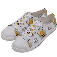 Art Bee Pattern Design Wallpaper Background Women s Low Top Canvas Sneakers by uniart180623