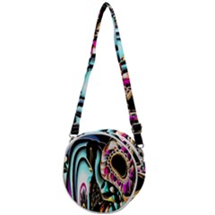 Garden Flower Nature Digital Art Abstract Crossbody Circle Bag by uniart180623