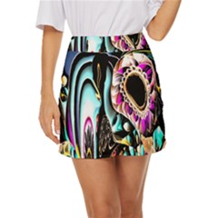 Garden Flower Nature Digital Art Abstract Mini Front Wrap Skirt by uniart180623