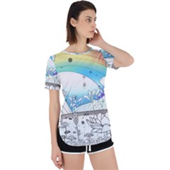 Rainbow Fun Cute Minimal Doodle Drawing Arts Perpetual Short Sleeve T-shirt by uniart180623