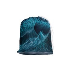 Tsunami Waves Ocean Sea Water Rough Seas Drawstring Pouch (medium) by uniart180623