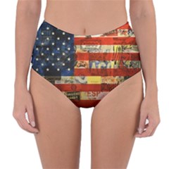 Usa Flag United States Reversible High-waist Bikini Bottoms by uniart180623