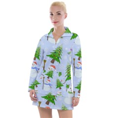 New Year Christmas Snowman Pattern, Women s Long Sleeve Casual Dress by uniart180623